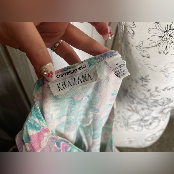 Vintage Khazana Dress Size Medium Floral Prairie Cottage Cotton 90s 80s - Picture 5 of 5